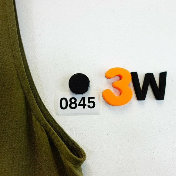 EVRI Jumpsuit 0X Large Olive Green Overall PLUS SIZE V-Neck Button‎ Down Pockets - Picture 10 of 10